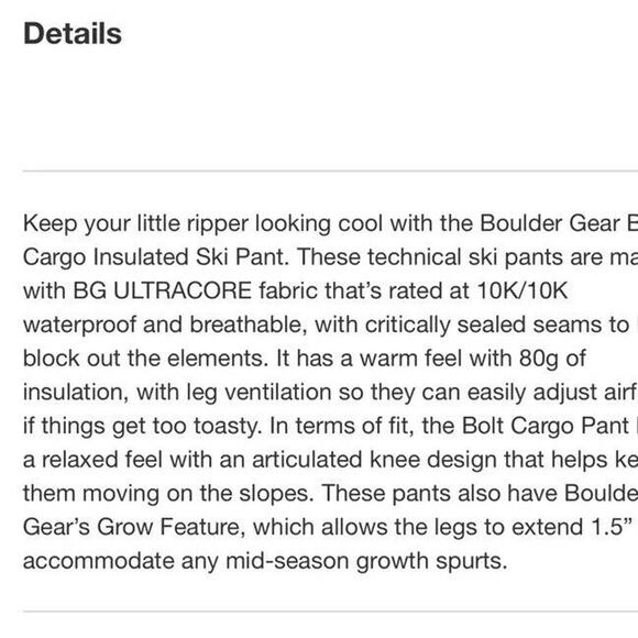 BOULDER GEAR Youth Bolt Tango Orange/res Snow Ski Snowboarding Pants Size Large - Picture 14 of 16